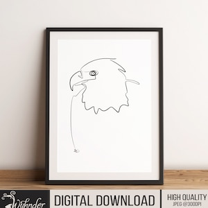 Eagle Single Line Drawing, Eagle Wall Decor, Nursery Print, Gift Idea, Birds of Prey Wall Print, Minimal Wall Art, Minimal Poster, Wildlife