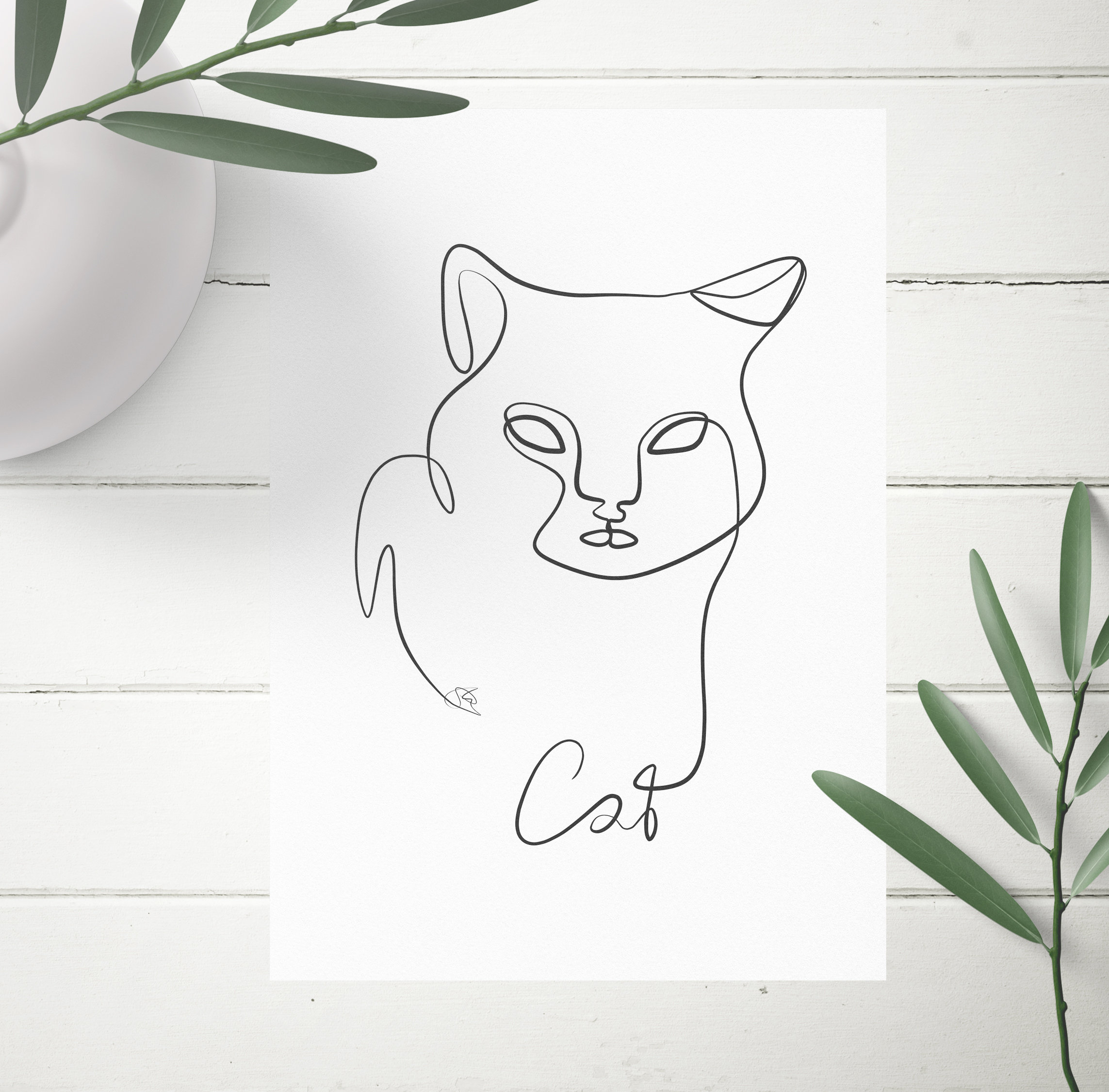 Line Art, Abstract, Cat, Kitten, Cats, Moggy, Feline, Single Line ...