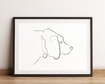 Beagle Single Line Illustration, Beagle Poster, Dog Wall Decor, Abstract Pet Drawing, Beagle Hound Art,Digital Line Art Drawing,Pet Portrait