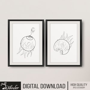 Eye Of Cthulhu, Single Line Drawing, Terraria Wall Art, Terraria Print, Line Art, Gamer Wall Decor, Kids Room Art,Gamer Gift Idea,Minimalist