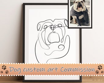 Hundeportrait Nach Foto, Line Art von Fotografie, Line Haustier Portrait, Hunde Wanddeko, Familie Haustier Kunst, Haustier Wandkunst,