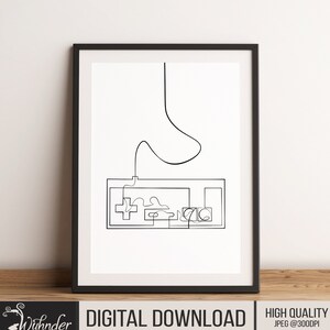 Abstract Controller Line Drawing, Minimalist Art, Gaming Wall Decor, Gamer Wall Art, Gaming Art Print, Gamer Gift Idea, Games Room Print