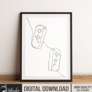 Abstract Nintendo Switchcontroller Line Drawing Minimalist Etsy