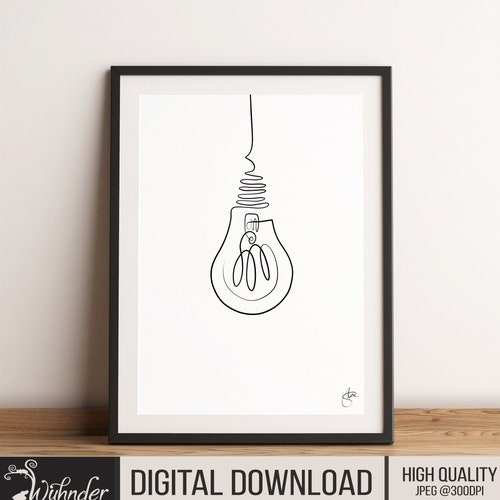 Lightbulb One Line Drawing Lightbulb Moment Light Bulb Etsy