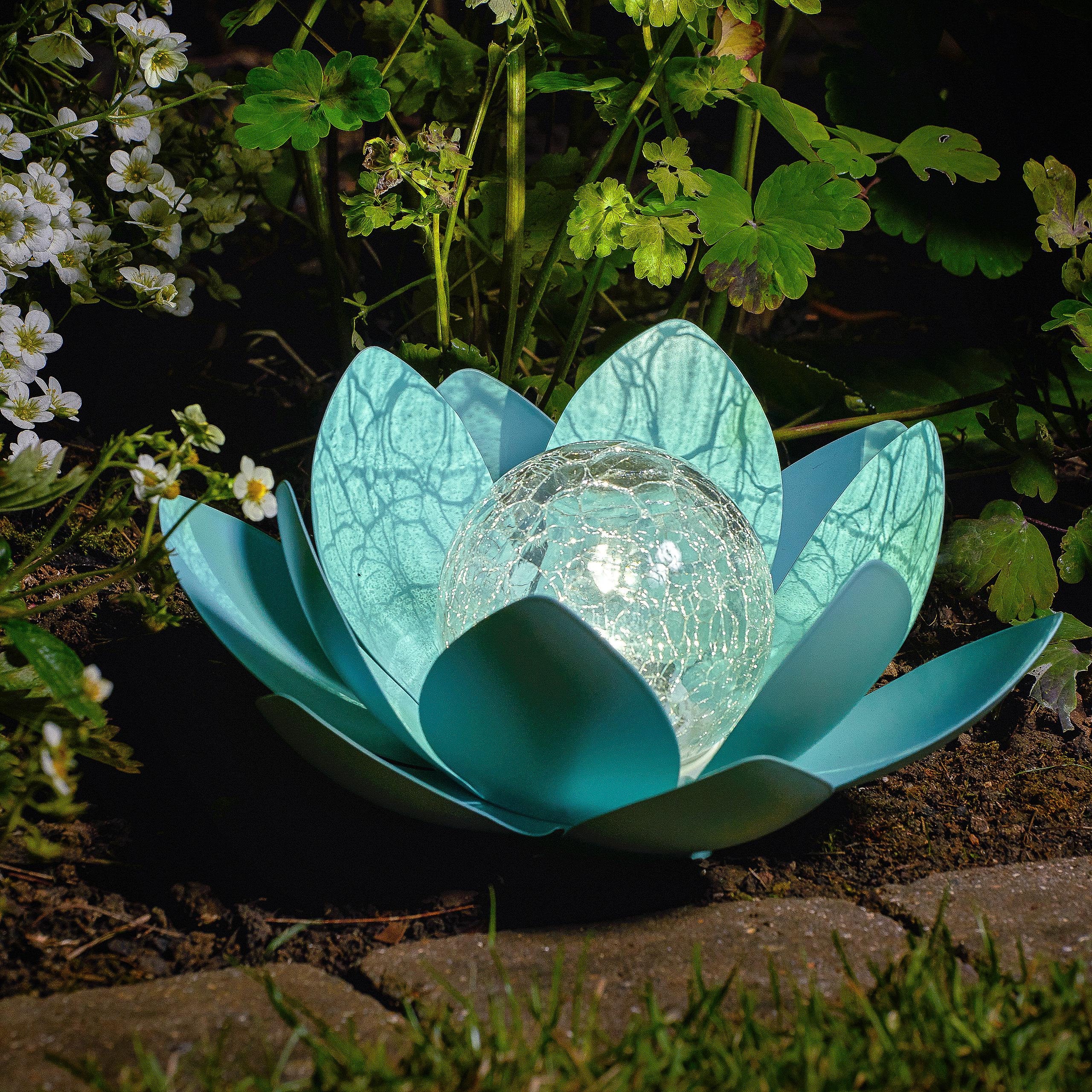 Auraglow Solar Powered Metal Water Lily LED Table Light Etsy UK
