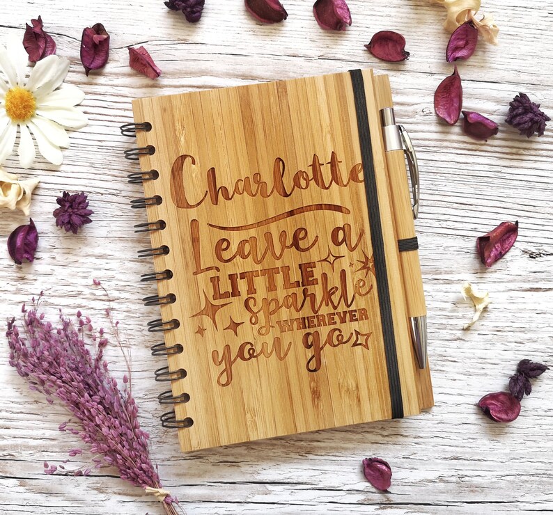 Personalised Bamboo Recipe Book Journal with Pen Gift Baking Etsy