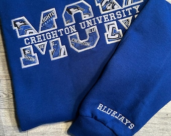Embroidered Creighton University Mom Applique Sweatshirt