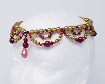 Beaded ballet tiara, headpiece, circlet - gold, white, silver, pink, copper, turquoise, red, green