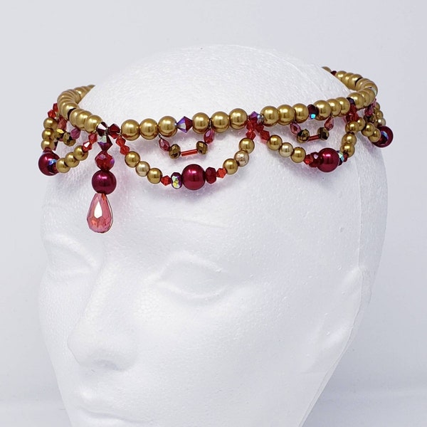 Beaded ballet tiara, headpiece, circlet - gold, white, silver, pink, copper, turquoise, red, green