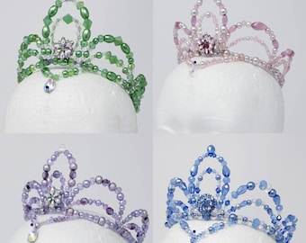 Beaded ballet tiara headpiece - pink, lavender, green, blue, ivory