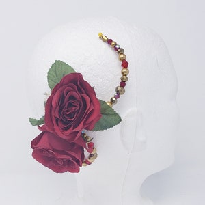 Spanish ballet floral headpiece, double rose -  red, white, pink, lavender, coral, yellow