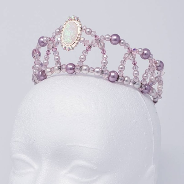 Beaded ballet tiara, headpiece - pink