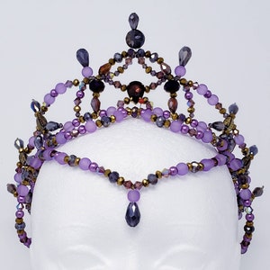 Beaded ballet tiara, headpiece - purple