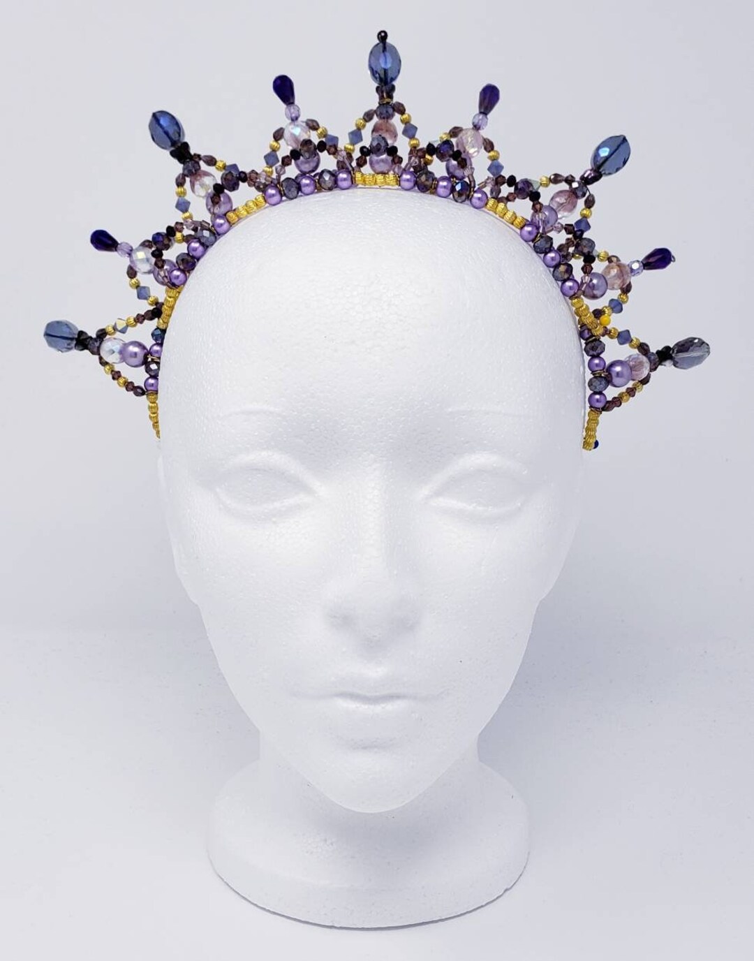 Beaded Ballet Tiara, Headpiece - Purple and Gold - Etsy display picture 2