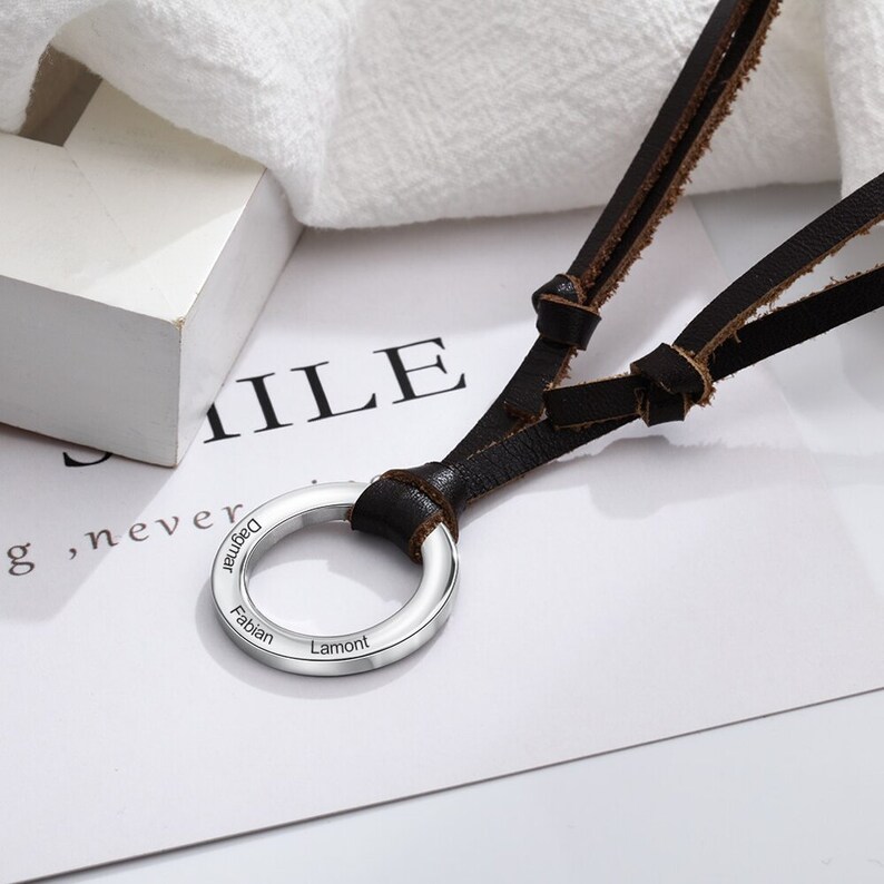 Dad Necklace With Children's Name Personalized Black Men Etsy