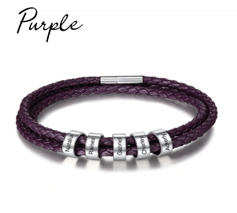 Christams Gift for Mom red Kids Names Bracelet Mothers Christmas Gift white purple blue Personalized leather bracelet for woman