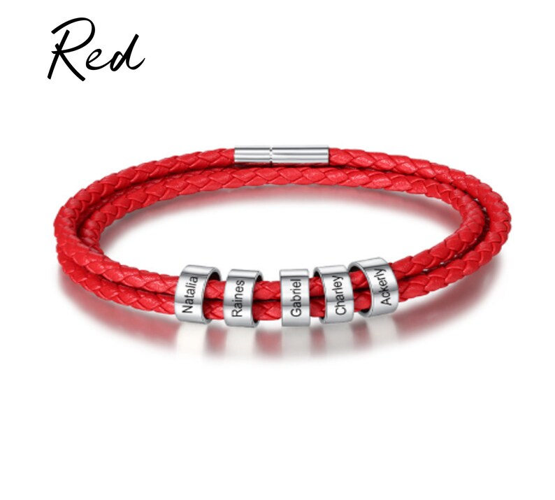 Christams Gift for Mom red Kids Names Bracelet Mothers Christmas Gift white purple blue Personalized leather bracelet for woman