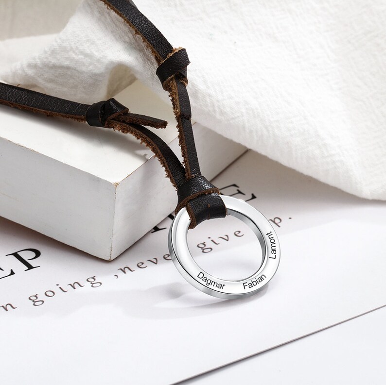 Dad Necklace With Children's Name Personalized Black Men Etsy