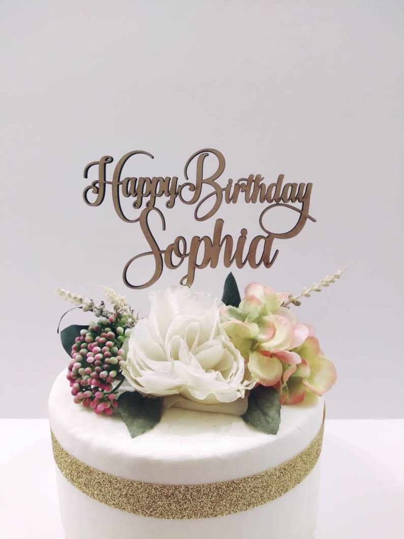Custom Happy Birthday Cake Topper, Personalized Wood Cake Topper, Happy Birthday Cake Topper