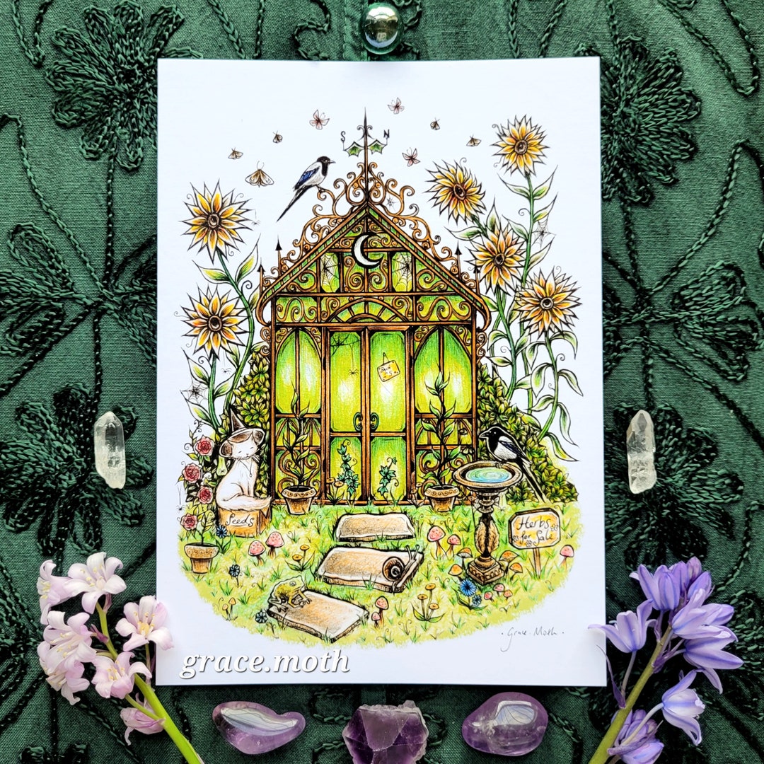 Witchy Greenhouse - A5 or A4 Art Print by Grace Moth - Etsy