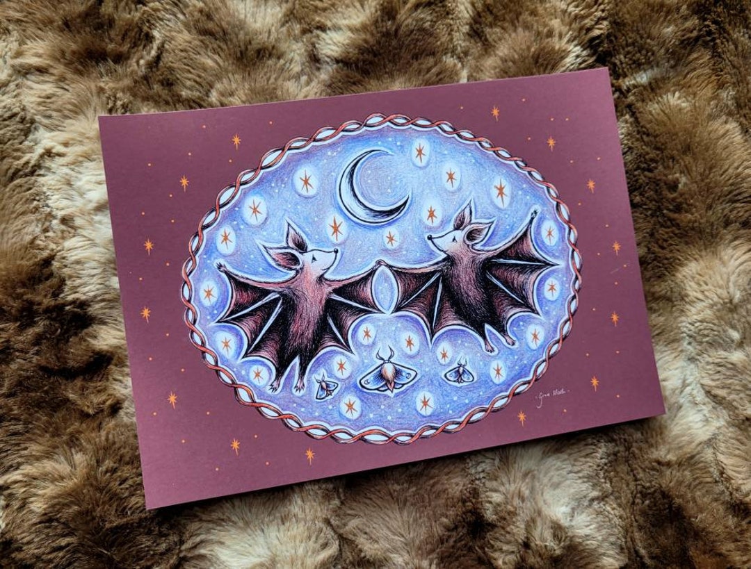 Bat Dance Purple A5 or A4 Art Print by Grace Moth Etsy