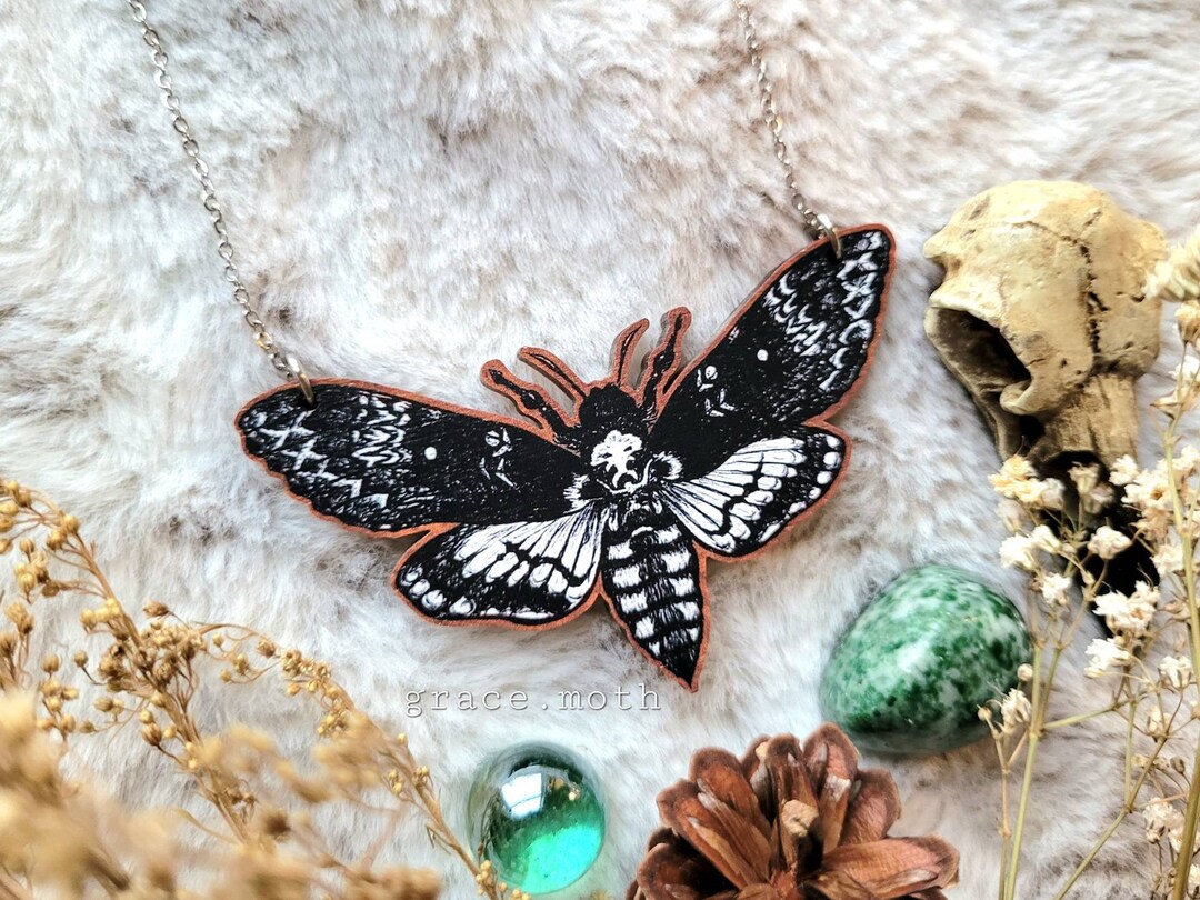 Moth Chain Large Death Head Hawk Moth Illustrated Necklace, Responsibly Sourced ...