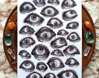 Watchful Eyes - A5 art print by Grace Moth - 5.8 x 8.3