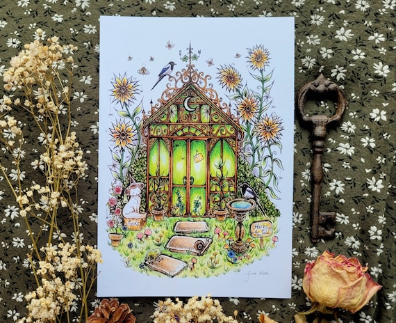 Witchy Greenhouse A5 Art Print by Grace Moth 5.8 X 8.3 - Etsy UK