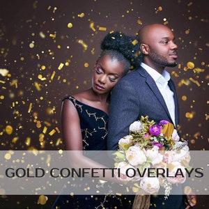 Gold Confetti Overlays, Confetti Overlays, Realistic Confetti, Falling Confetti, Golden, Gold Foil, New Years, Party Overlay, PNG files