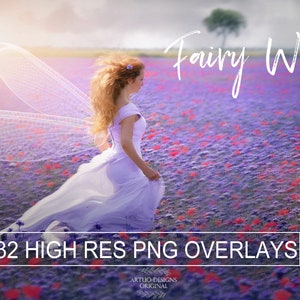 32 PNG Fairy Wing Overlays , Instant Download, Fairy Png Wings, Easy to use, Photoshop Overlay, Realistic Wings, High Resolution Photography