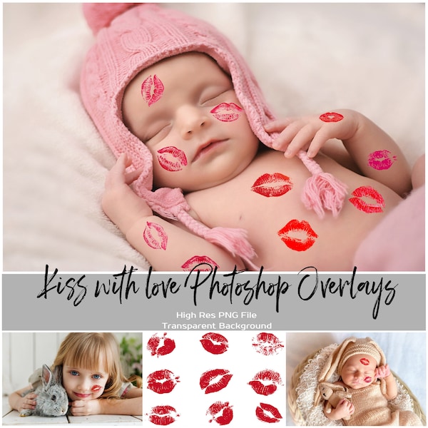 48 PNG Kiss Overlays, Photoshop Overlay, Valentines Overlay, Photo Overlay with Blowing Kiss Clipart, Digital Kiss Photoshop Overlays, Lips