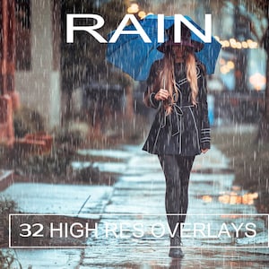 Rain Overlays, Realistic rain, Rainfall, Photoshop Overlays, Photographic Effect, Easy, Rain showers, Falling Rain,Overlay, Instant Download