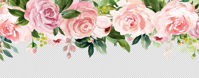 Pink and White Watercolor Flower Clipart 3 Instant Download | Etsy