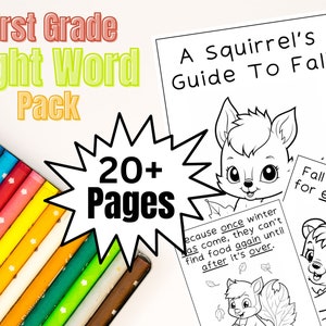 First Grade Sight Word Coloring Book Printable Educational Bundles For Kids Squirrel&#39;s Guide To Fall Homeschool Classroom Reading
