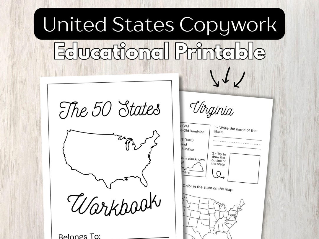 50 States Activity Pack: U.S. Geography Worksheets, Map Coloring ...