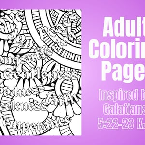 Fruits of the Spirit Coloring Page Digital Download Galatians 5:22-23 KJV Scripture Classroom Adult Teen