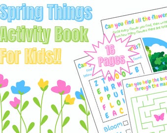 Spring Activity Book: 16 Kids Printable Pages (PDF Pattern)