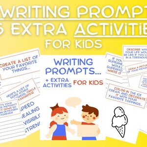 Printable Writing Prompts for Kids Activity Pages Coloring Preschool Young Children Homeschool Summer Learning