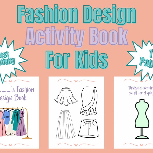 A Printable Fashion Designer Sketchbook For Kids Coloring Pages Digital Download Art