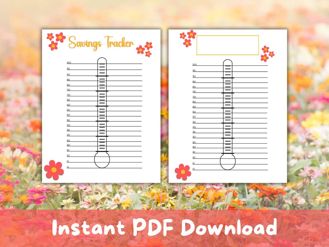 Spring Can Tracker Savings Tracker Thermometer Spring Printable Goal Setting Digital ...