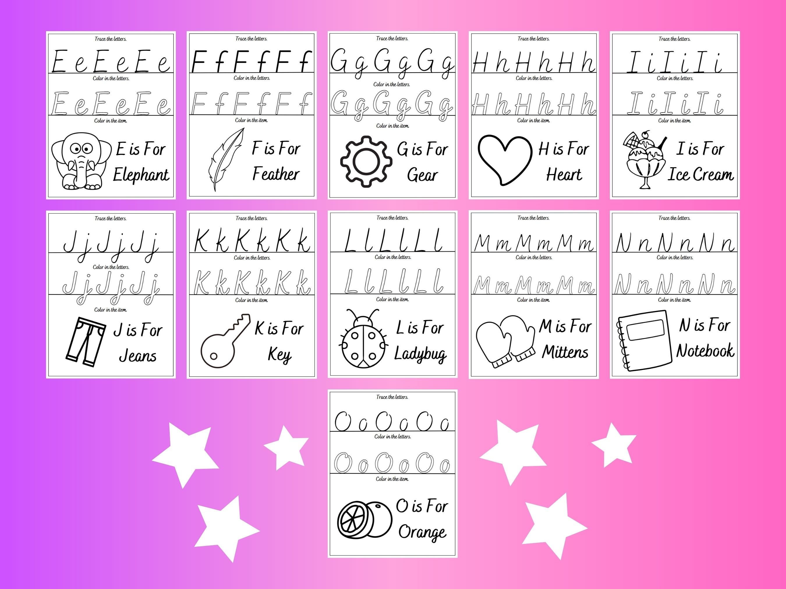 Printable Alphabet Workbook 26 Pages Digital Download Homeschool
