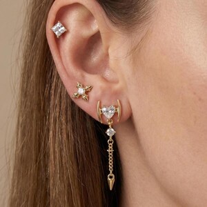 Celestial-oorbellenset, ster, hart, kristallen studs, goud/zilverlegering sieraden