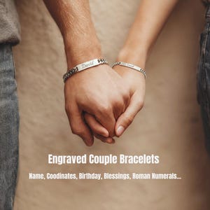 Personalized Couple Bracelets - Engraved Name Bracelet Set - Anniversary Gift for Him & Her