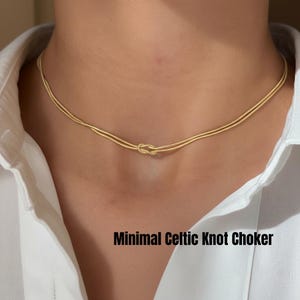 Minimalistiskt keltiskt knuthalsband, nyckelbenshalsband i rostfritt stål, knutsmycken i guld eller silver, enkelt vardagshalsband