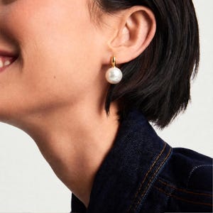 14mm/12mm/10mm Pearl Drop Earrings with Gold, White Gold, Sterling Silver Posts – Elegant Studs
