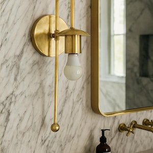 Handmade Brass Wall Sconce Light | Mid Century Modern Wall Lamp | Vintage Brass Wall Light for Living Room, Bedroom, Hallway
