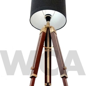 Handmade Wooden Adjustable Tripod Nautical Modern Stand Shade Lamp Tripod Home / Office Conner Lamp Tripod Decor For Christmas, Wedding