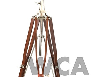 Handmade Brass Telescope Spyglass With Wooden Adjustable Tripod