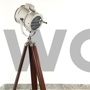 Nautical Spotlight Floor Lamp Handmade Adjustable Wooden Tripod Marine ...