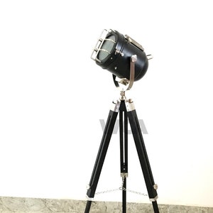 Lampadaire nautique sur trépied : projecteur en bois fait main, lumière E27